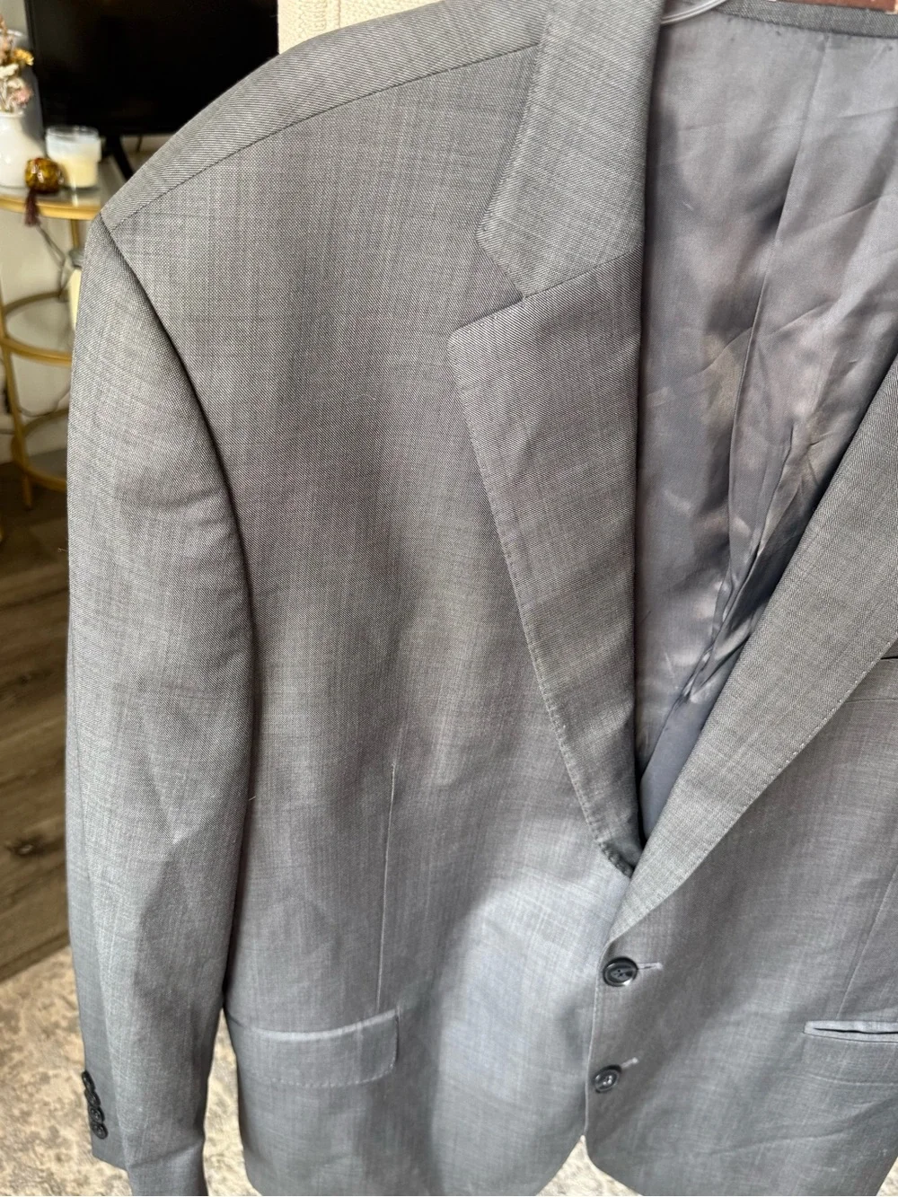 Peter Millar CA00429 Gray Wool Blazer Sport Coat 46R Made in Canada
